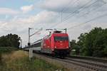 Mit dem EC 9 (Hamburg Altona - Zürich HB) war am 22.07.2017 die 101 076-8  CEWE Fotobuch  von Hamburg bis in die Schweiz nach Basel SBB unterwegs, wo sie ihren Zug an die SBB übergeben wird.