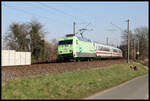 Die DB Werbelok DEVK 101005-7 war am 3.3.2022 mit dem IC 148 um 12.06 Uhr bei Lotte von Berlin kommend nach Bad Bentheim unterwegs.