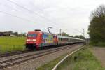 101 037  Klagenfurt  mit EC 217 von Saarbrücken Hbf nach Graz Hbf am 29.04.2012 unterwegs am BÜ Vogl.