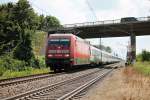Durchfahrt am 11.07.2014 von 101 019-8 mit dem EC 6 (Zürich HB/Chur HB - Hamburg Altona) in Orschweier.