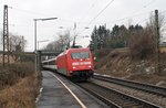 Am 08.02.2015 bespannte die 101 074-3 den EC 6 (Chur Hb/Zürich HB - Hamburg Altona), als sie ihrem nächsten Zwischenhalt in Freiburg durch Schallstadt entgegen fuhr.