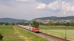 101 040-4 mit EC 391 bei Heddesheim an der Bergstraße nach Salzburg, nächster Halt des Zuges Heidelberg Hbf, Juni 2016.