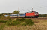 EuroCity kommend aus Richung Hamburg, diesesmal nicht standardmäßig mit einer BR 101 sondern mit der BR 120 105-2 in Front.