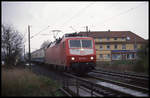 120156 kam am 14.4.1992 um 14.02 Uhr mit einem Leerzug in Richtung Oldenburg durch Heidkrug.