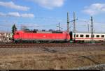 120 144-1 als leere IC-Garnitur fährt am Hp Leipzig Nord auf der Neubaustrecke Erfurt–Leipzig/Halle (KBS 580) Richtung Leipzig Messe.