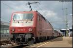 120 155-7 stand am 12.09.07 mit IC 2069 von Karlsruhe HBF nach Nrnberg HBF auf Gleis 2 des Aalener Bahnhofs.