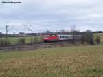 120 130 ist anstatt 101 133 unterwegs nach Nrnberg Hbf. Hier mit dem IC 2065 bei Aalen-Hofen am 2.Februar 2008.