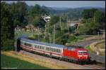 120 154 bringt am Abend des 22.06.08 IC 2062 nach Karlsruhe Hbf, aufgenommen am Km 59,8 der Remsbahn (KBS 786) bei Mgglingen.