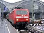 120 115-1 vor IC 79668 nach Frankfurt (Main) Sd am 20.2.2009 in Leipzig Hbf. Danke an den netten Lokfhrer, der mit der Abfahrt extra gewartet hat, bis ich fertig mit fotografieren war!