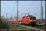 120 205 mit dem RE1 aus Rostock Hbf nach Hamburg Hbf am 07.04.09 kurz nach dem verlassen des Rostocker Hf.