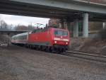 120 145-8 mit ICE-Ersatzzug bei Fulda Richtung Leipzig am  31.01.2009