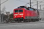 120 156 mit dem EC kurz vor dem Bf Stralsund am 03.01.2010