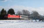 120 135-9 mit dem IC 282 (Zrich HB-Stuttgart Hbf) bei Neufra 4.12.10