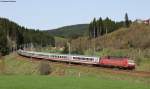 101 102-2  Wir Menschen sind alle Gleich  und 120 148-2 mit dem IC 2270  Schwarzwald  (Konstanz-Schwerin Hbf) bei St.Georgen 10.4.11