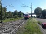 120 502 mit einem geschobenen Messzug Richtung Freiburg (Brsg) Hbf.