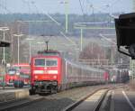 120 114-4 dient am 25. November 2012 als Steuerwagen-Ersatz an IC 2208. Den Zug zieht 120 109-4. Die Aufnahme entstand in Kronach.