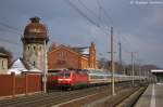 120 118-5 mit dem IC 2848 fr ICE 1548 von Berlin Ostbahnhof nach Hamm(Westf), bei der Durchfahrt in Rathenow.