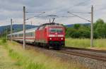 120 120 mit IC 2207 und +25 am 26.06.2013 in Stockheim gen Kronach. 