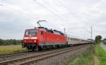 DB Fernverkehr 120 146 und eine unbekannte 101er (am Zugschluss) mit IC 2311 Westerland (Sylt) - Stuttgart Hbf (Bohmte-Stirpe, 13.10.13).