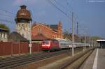 120 113-6 mit dem IC 1919 von Dresden Hbf nach Köln Hbf, bei der Durchfahrt in Rathenow. 06.04.2014