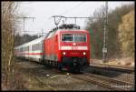 120135 braust am 13.3.2015 um 11.58 Uhr mit dem IC 143 nach Hannover durch den ehemaligen Bahnhof Westerkappeln - Velpe.