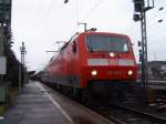 Ein seltener Gast - BR 120 119-3 mit einem InterCity von Nrnberg HBF nach Karlsreuhe HBF am 07.02.07 im Bahnhof Aalen.
