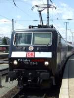 DB 120 159 mit Mrklin 150 Jahre Werbung am 18.06.2009 in Nrnberg Hbf.