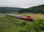 Die 120 112 mit dem IC Rottalerland am 02.06.2012 unterwegs bei Harrbach.