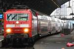 Die 120 208-4 fuhr am 07.01.2010 mit dem RSX (RE9 Aachen-Siegen) in Kln Hbf aus.