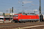 DB Lok 120 108-6 ist am Badischen Bahnhof abgestellt.