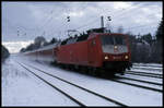 120121 ist hier am 17.2.1999 bei Hiddenhausen Schweicheln mit einem Intercity in Richtung Minden unterwegs.