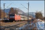Die 120 142 zog am 08.Januar 2009 einen Ersatzzug von München nach Stuttgart. Aufgenommen bei Süßen.