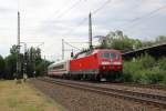 Schublok 120 111-0 (Zuglok 101 131-1) zu sehen am 05.07.14 bei der Einfahrt in Saalfeld/Saale.