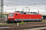 DB Lok 120 105-2 ist beim Badischen Bahnhof abgestellt.