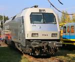 127 001-6 (ES 64 P-001/ PCW8) ausgestellt im Bahnbetriebswerk Weimar am Tag der offenen Tür am 10.10.2015.