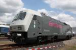 Der EuroSprinter 127 001 bzw PCW 8 stand am 1.7.12 beim Tag der offenen Tr im Siemens Prfcenter in Wegberg abgestellt.