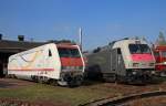 Zum Zusammentreffen dieser zwei Einzelstücken (127 001 von Siemens und 128 001 von AEG) kam es zum diesjährigen Eisenbahnfest am 10.10.2015. Bei beiden Lokomotiven handelt es sich um Versuchs- und Vorführlokomotiven der jeweiligen Hersteller(Quelle:TEV)