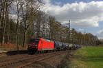 Kesselzug mit der 145 026 bei Oberjössnitz auf dem Weg nach Hof. 