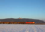 145 016-2 DB Cargo bei Lichtenfels unterhalb von Kloster Banz am 27.01.2017.