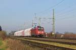 DB Cargo 145 016 mit Kalkzug Bremen Stahlwerke - Horlecke (Diepholz, 11.01.18).