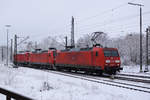 145 055, eine weitere 145 und 187 119 am Zugschluss fahren am 18. Februar durch Westerstetten Richtung Stuttgart.