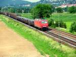 BR 145 052 mit einem GZ am 25.05.07 kurz vor Grosachsen-Heddesheim.