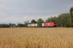 145 058-4 am 10.07.2007 mit einem Containerzug bei Groenhain.
