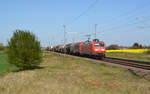 145 041 führte am 21.04.20 einen gemischten Güterzug durch Gräfenhainichen Richtung Bitterfeld.
