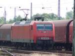 145 051 wartet am 18.07.2007 in Brandenburg Hbf auf neue Auftrge.