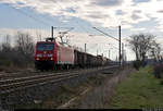 Gemischter Gz mit 145 049-3 unterwegs in Greppin (Bitterfeld-Wolfen) Richtung Dessau.