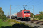 Am 29.09.22 führte 145 033 einen gemischten Güterzug durch Greppin Richtung Bitterfeld.