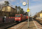 DB 145 041-0 als  Probefahrt Werk Dessau  war am 20.02.2023 in Erfurt-Bischleben mit einem Kalizug Richtung Eisenach unterwegs.