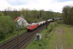 DB 145039-4 ist hier am 9.4.2024 um 15.11 Uhr mit einem gemischten Güterzug in Osnabrück-Hörne in Richtung HBF Osnabrück unterwegs.