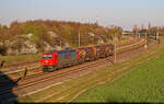 145 022-0 fährt modellbahngerecht mit drei Kesselwagen durch Schkeuditz West Richtung Halle (Saale).

🧰 DB Cargo, vermietet an die Mitteldeutsche Eisenbahn GmbH (MEG)
🕓 4.4.2025 | 17:43 Uhr